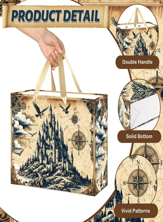 Woosytoo Large Magic Wizard Gift Bag with Tissue Paper and Greeting Card Ancient Castle Princess Birthday Party Favor Bags Magical Wizard School Wedding Gift Wrapping Paper Bag for Themed Birthday Party - Image 3